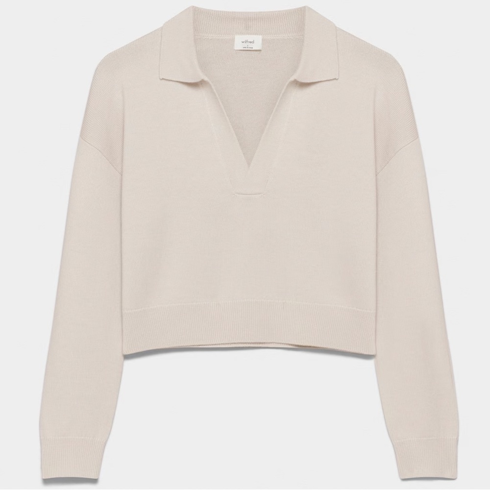 Aritzia “Wilfred” Clara Merino Wool Sweater in beige